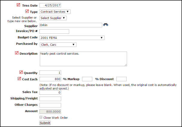 Tracking Vendors and Contracted Work